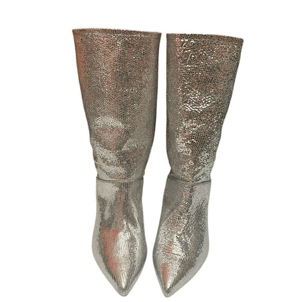 NEW! NWT ALL SAINTS Orlana Womens Metallic Pointed Toe Mid-Calf Boots size 6 - Picture 4 of 13